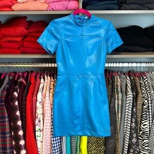 T by Alexander Wang turquoise bodycon short sleeve dress